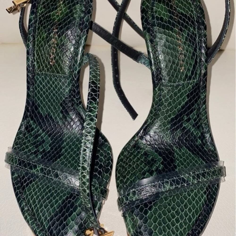 Good American Green Python Sandals - image 5